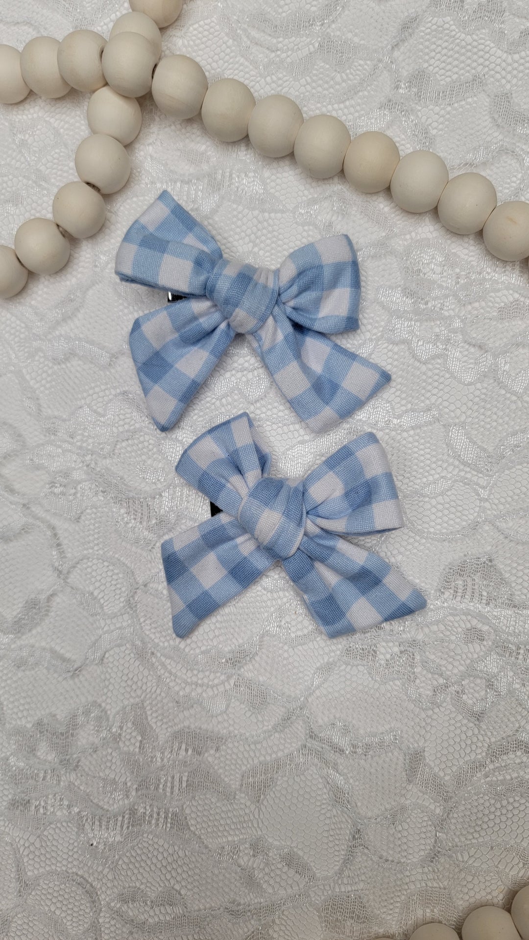 Blue Gingham Dainty Piggies (on clips)