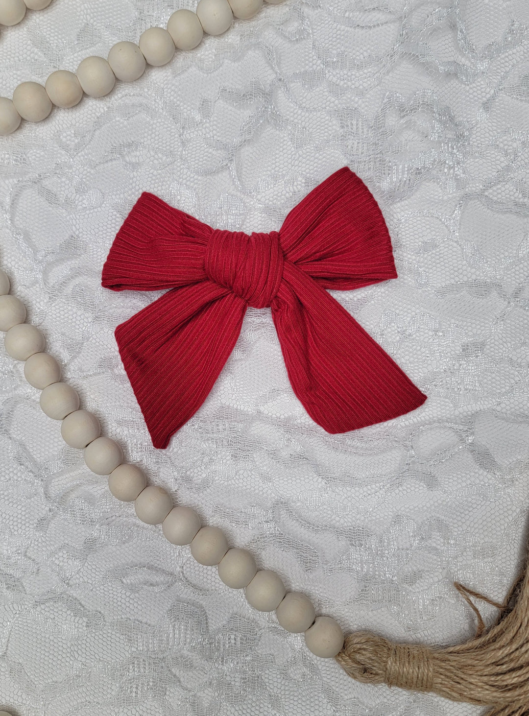 Dark Red Dainty Bow (on clips)
