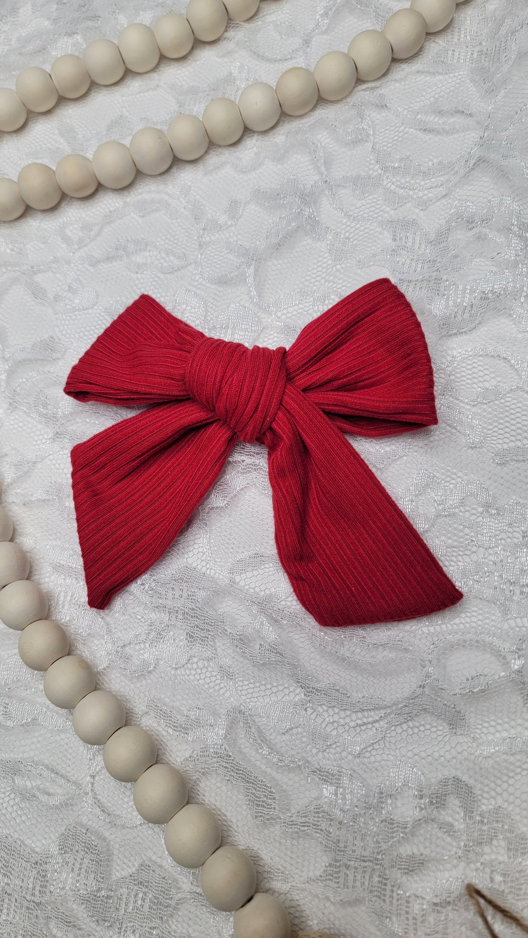 Dark Red Dainty Bow (on clips)
