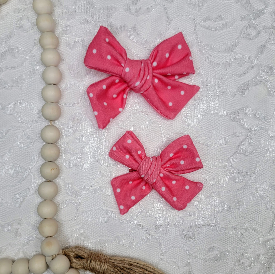 Popsicle Pink Dots Dainty Bow (on clips)