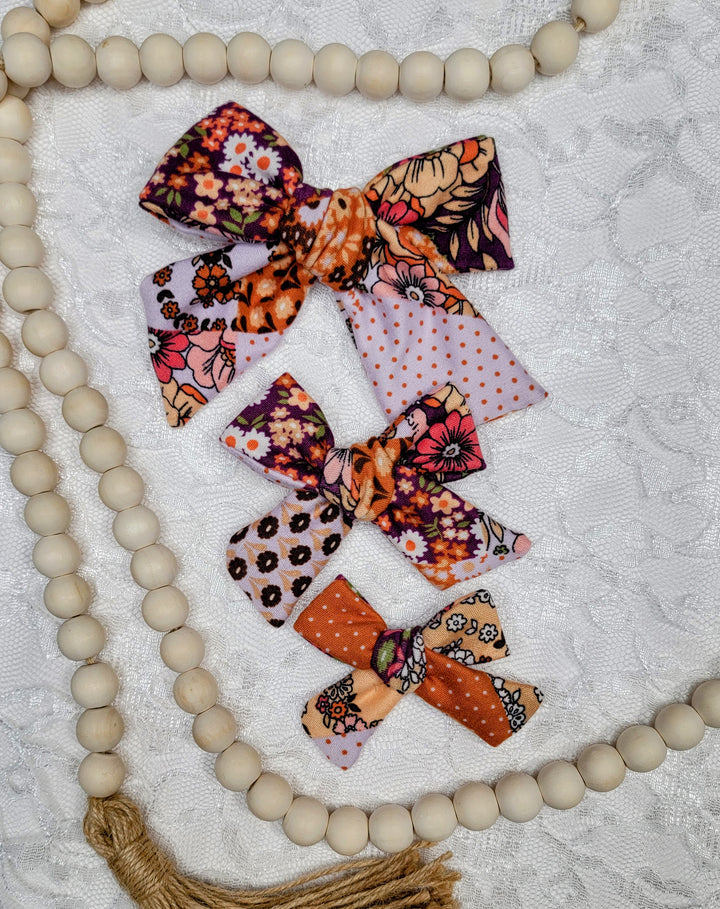 Spring Patchwork Dainty Bow (on clips)