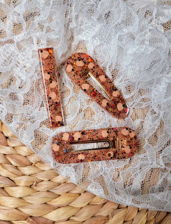Pumpkins Resin Hair Clips