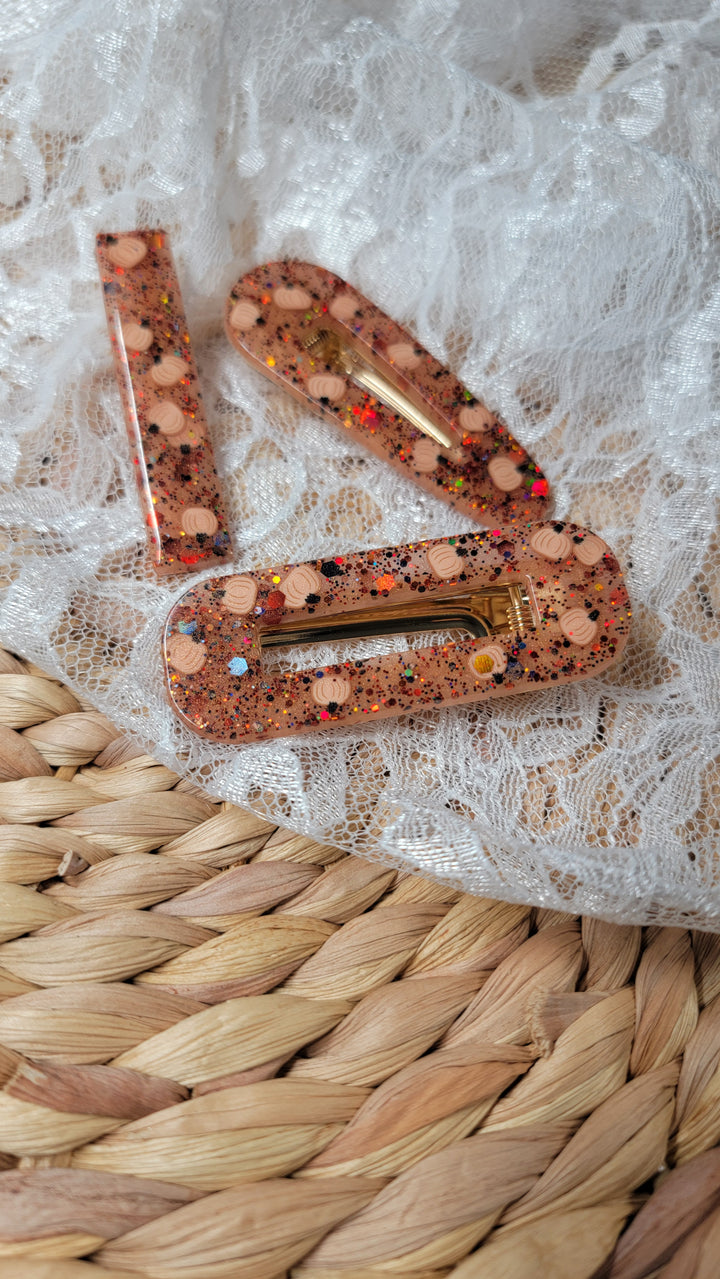 Pumpkins Resin Hair Clips
