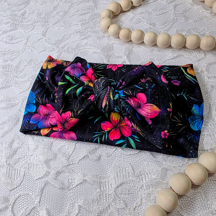 Neon Floral Big Bow Headwrap