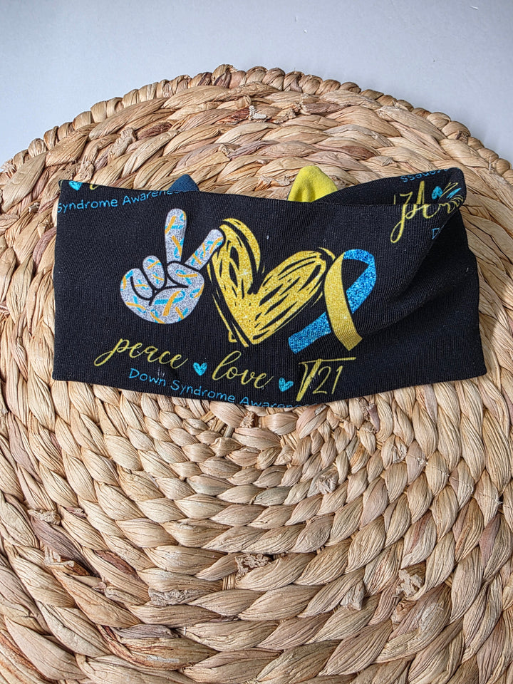 T21 Awareness Big Bow Headwrap