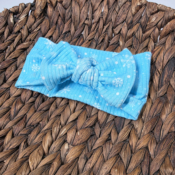 Blue Snowflakes Big Bow Headwrap