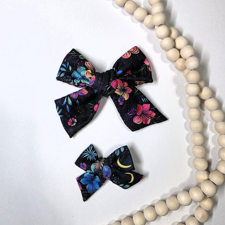Neon Floral Dainty Bow (on clips)