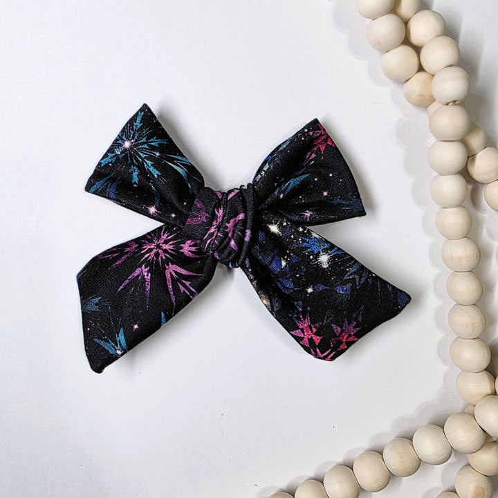 Snowflake Fireworks Dainty Bow (on clips)