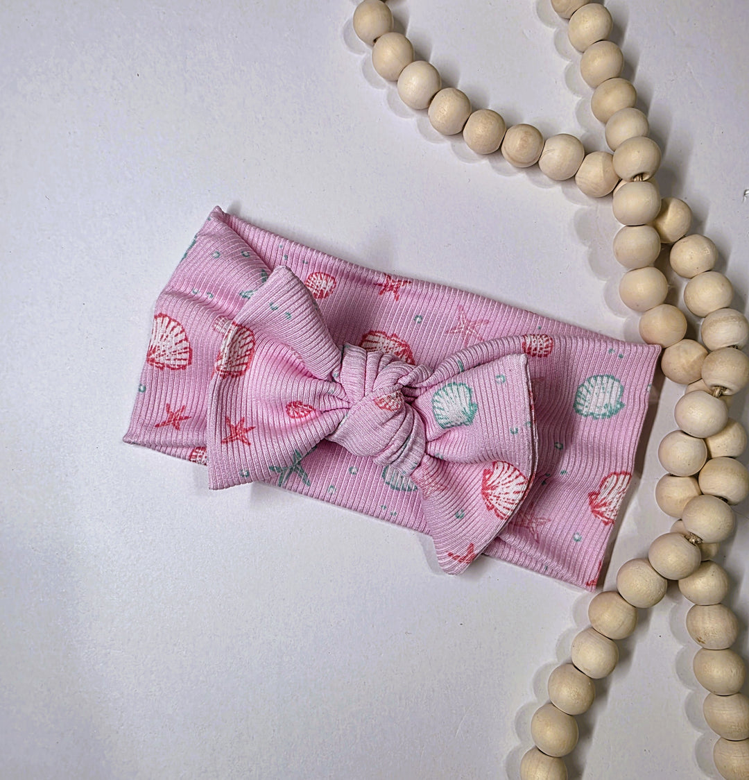 Pink Seashell Big Bow Headwrap