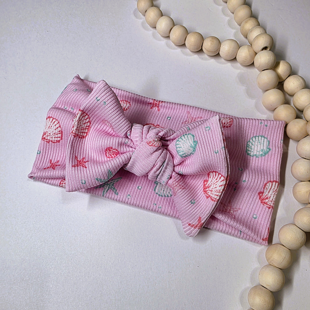 Pink Seashell Big Bow Headwrap