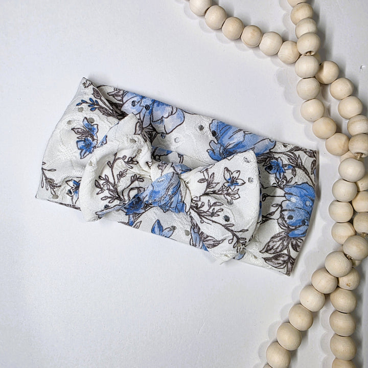 Denim Eyelet Big Bow Headwrap