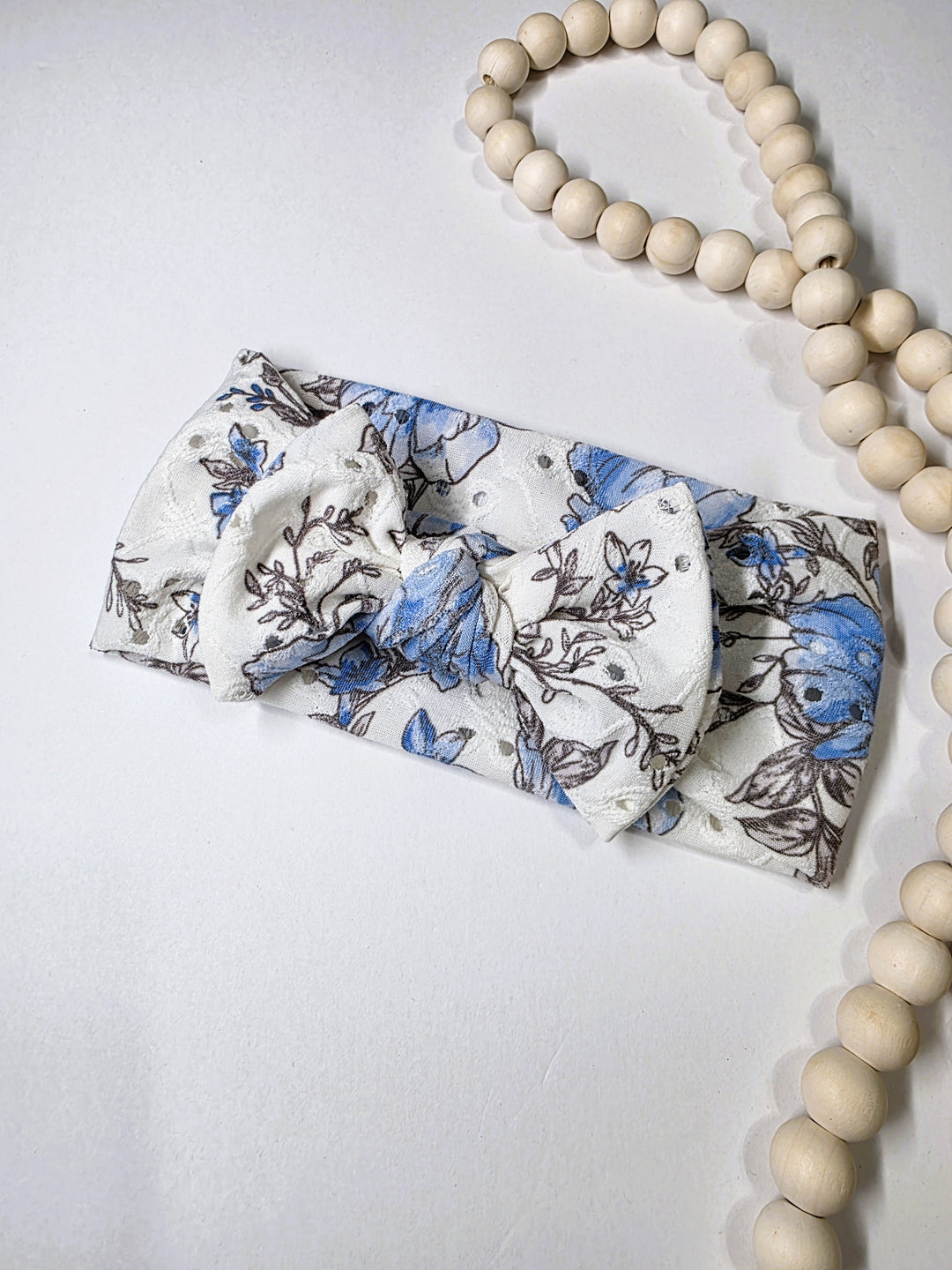 Denim Eyelet Big Bow Headwrap