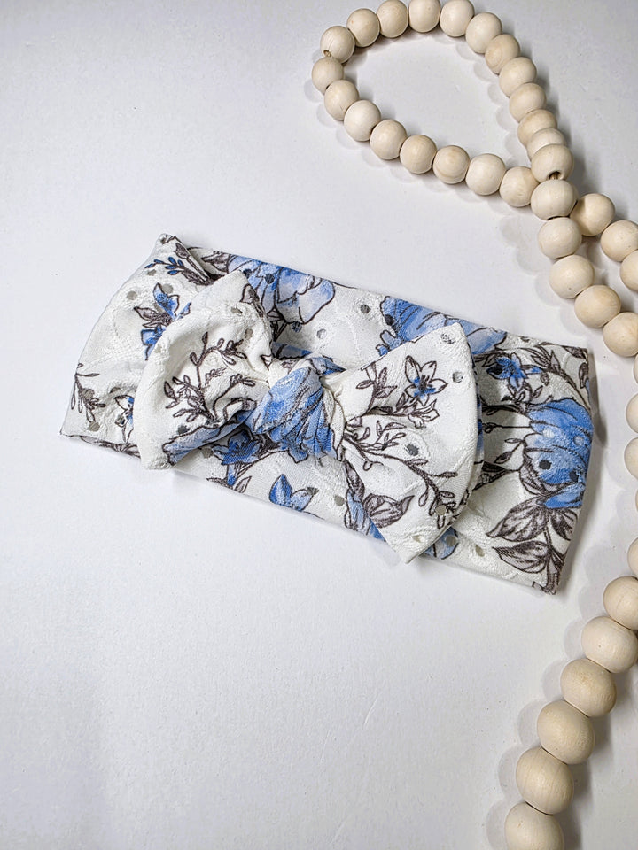 Denim Eyelet Big Bow Headwrap