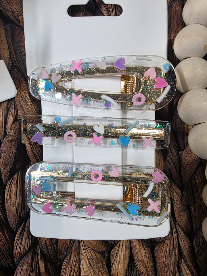 Xs & Os Resin Hair Clips