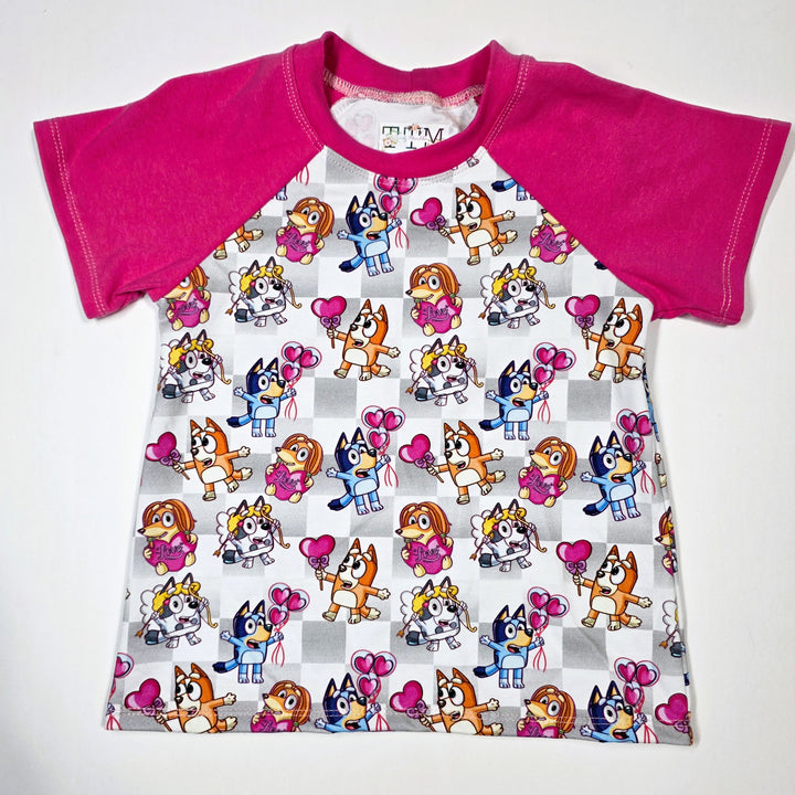 Bluey Vday Checked Raglan Tee