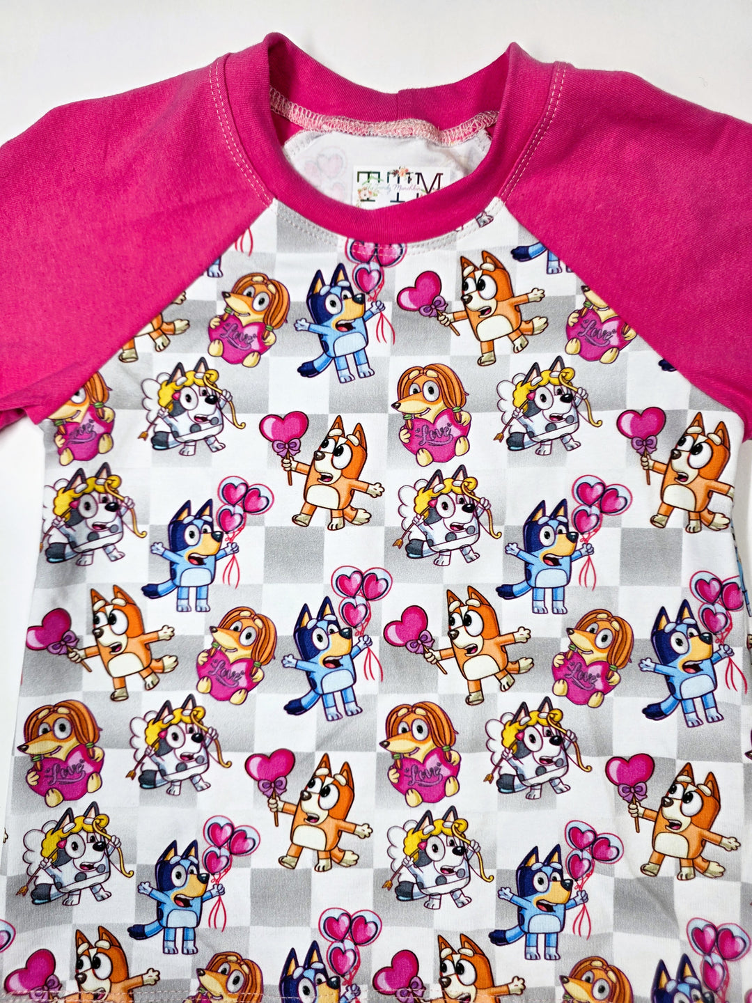 Bluey Vday Checked Raglan Tee