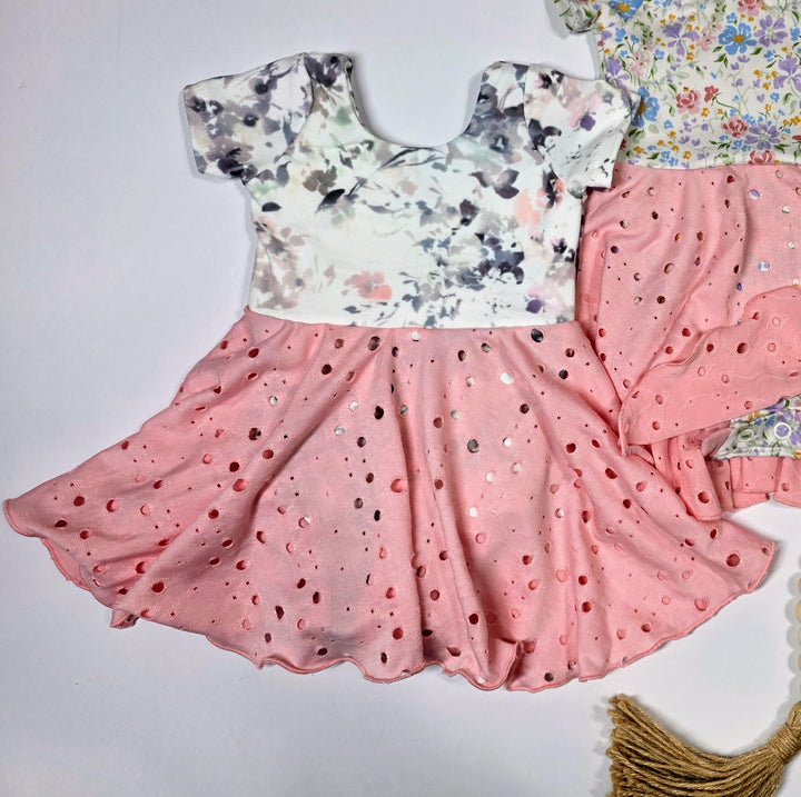 Stamped Floral Skirted Bodysuit