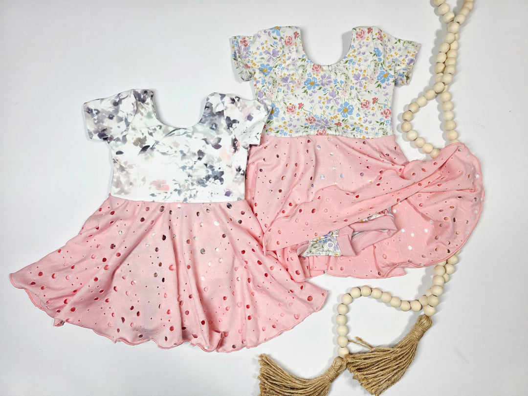 Stamped Floral Skirted Bodysuit