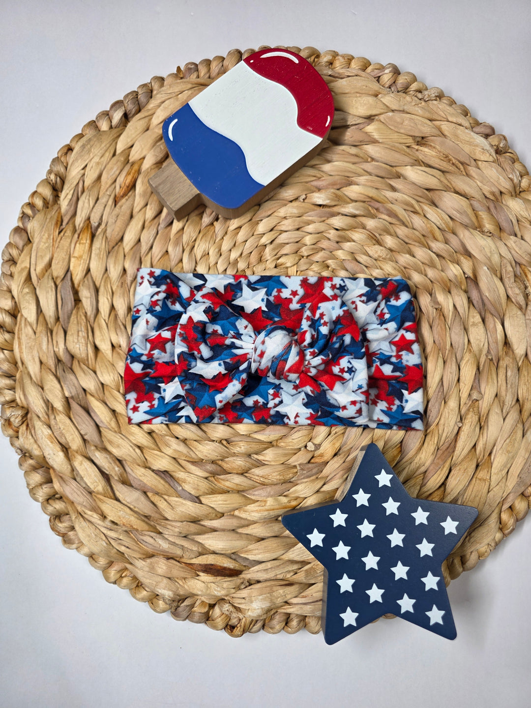RWB Stars Big Bow Headwrap