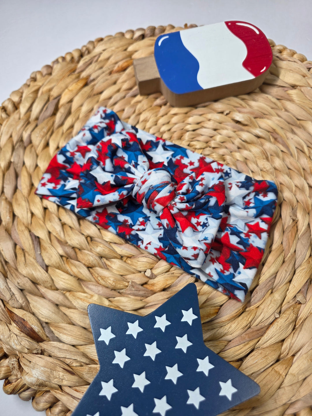 RWB Stars Big Bow Headwrap