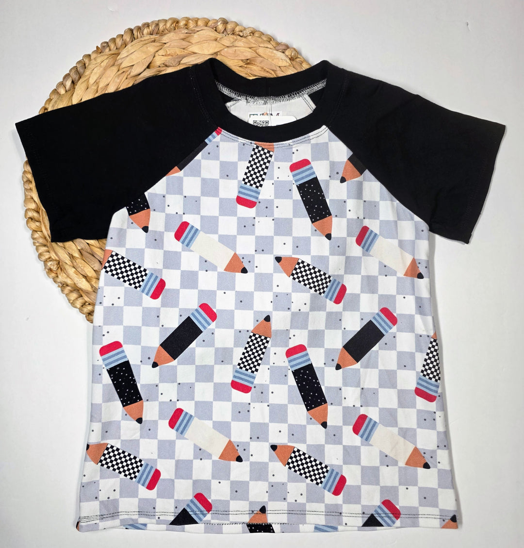 Checked Pencils Raglan Tee