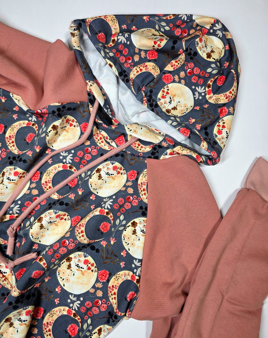 Space Moon Floral Raglan Hoodie