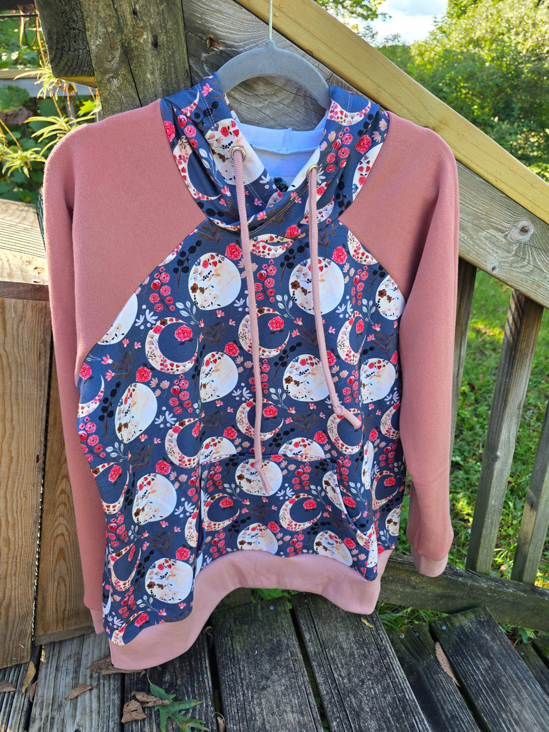 Space Moon Floral Raglan Hoodie