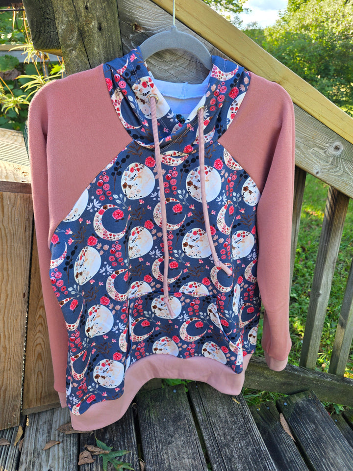 Space Moon Floral Raglan Hoodie