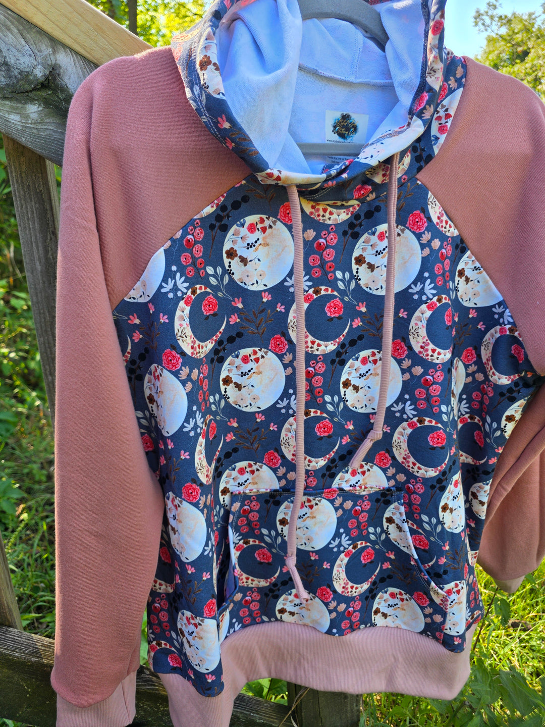 Space Moon Floral Raglan Hoodie