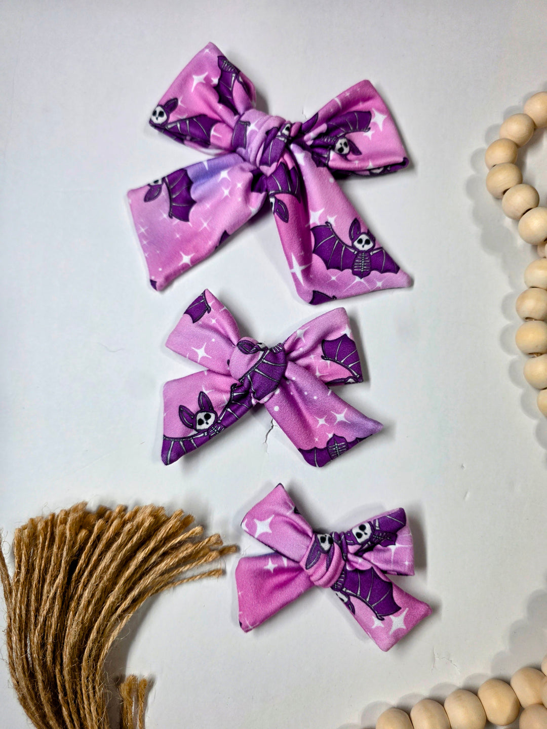 Purple Bats Dainty Bow (on clips)