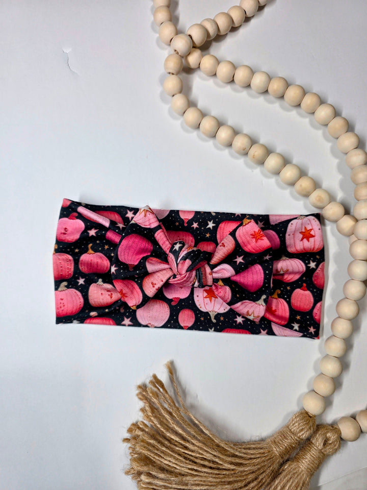 Pink Pumpkins Big Bow Headwrap