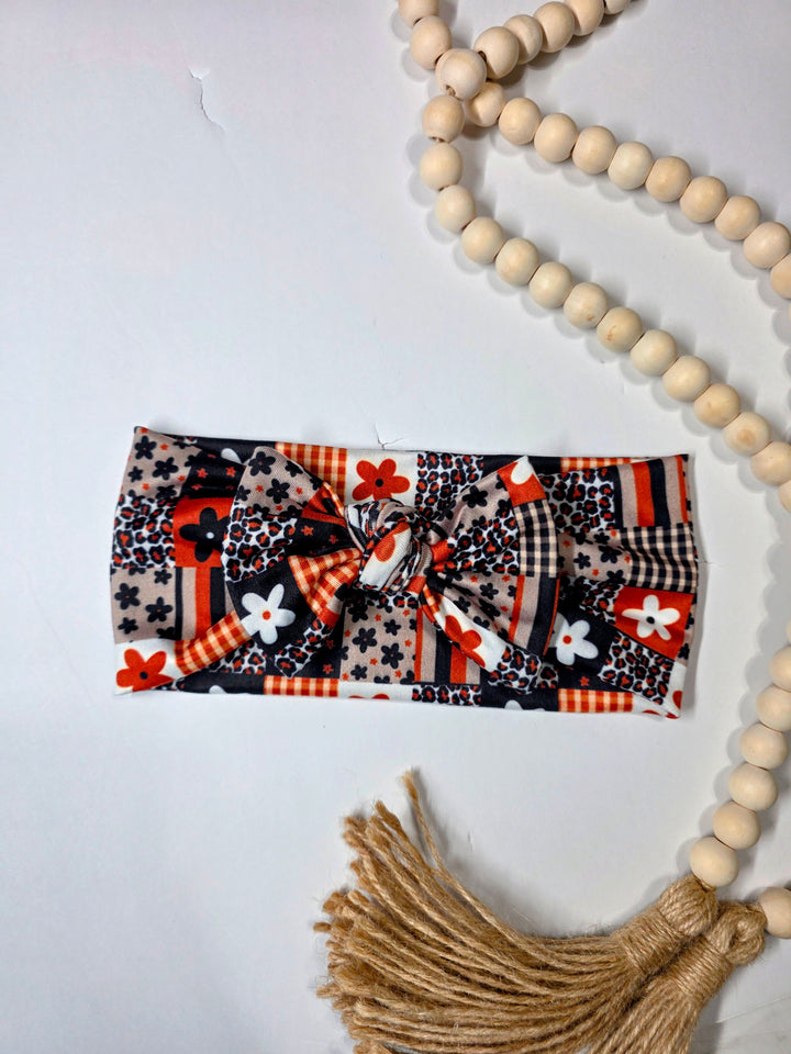 Fall Patchwork Big Bow Headwrap