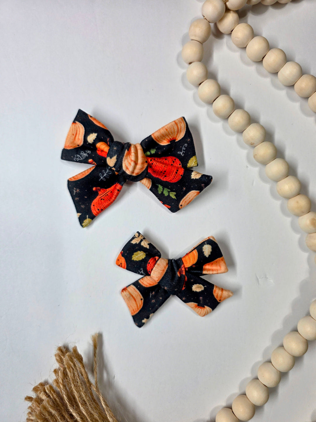 Embroidery Pumpkins Dainty Bow (on clips)