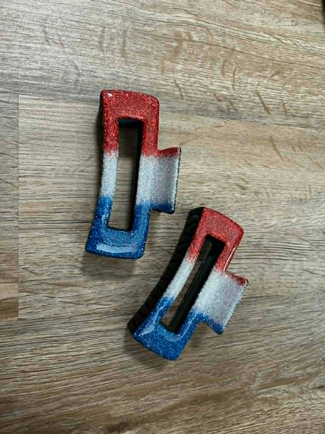 RWB Glitter Resin Hair Claw (Large)