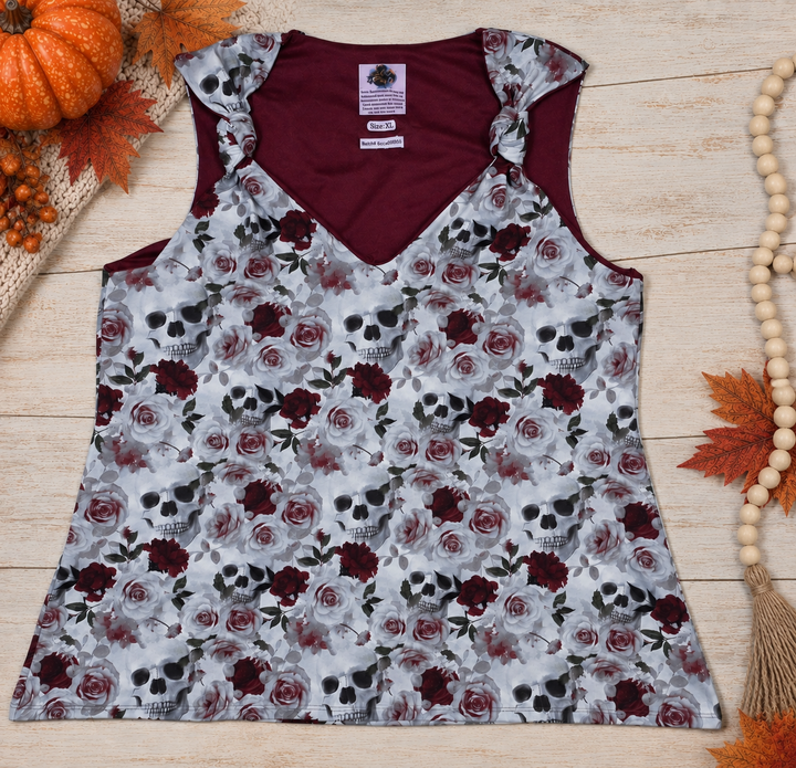 Burgundy Skulls Natalie Tank