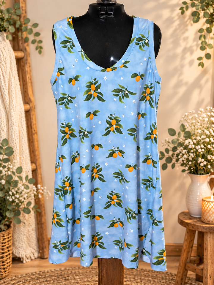 Lemon Floral Sage Dress