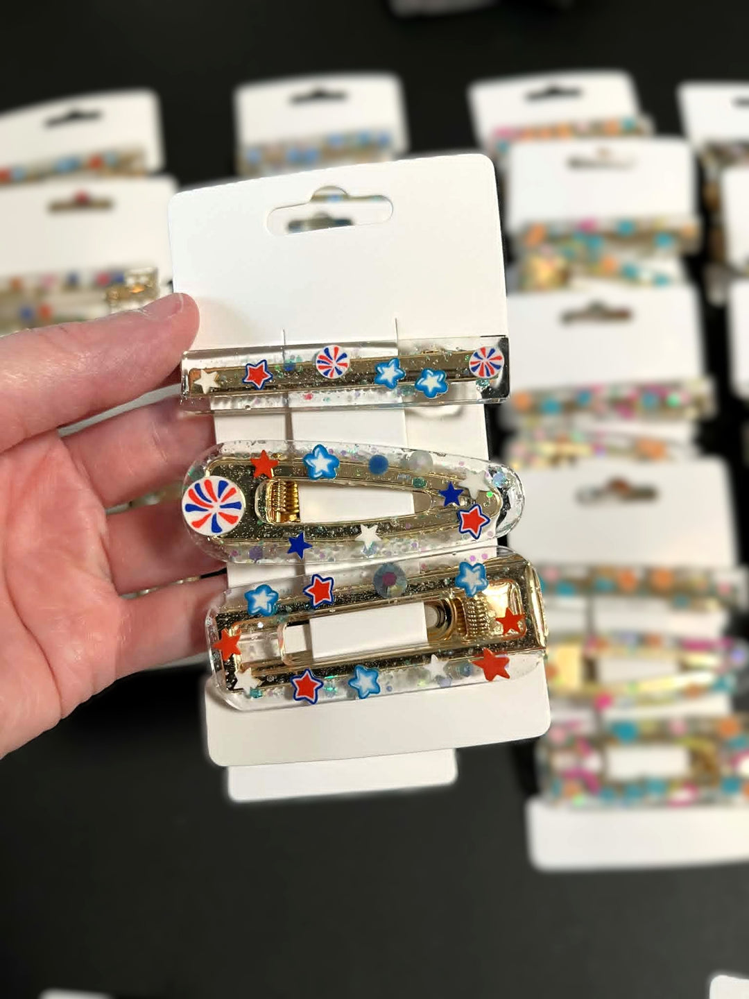 RWB Resin Hair Clips