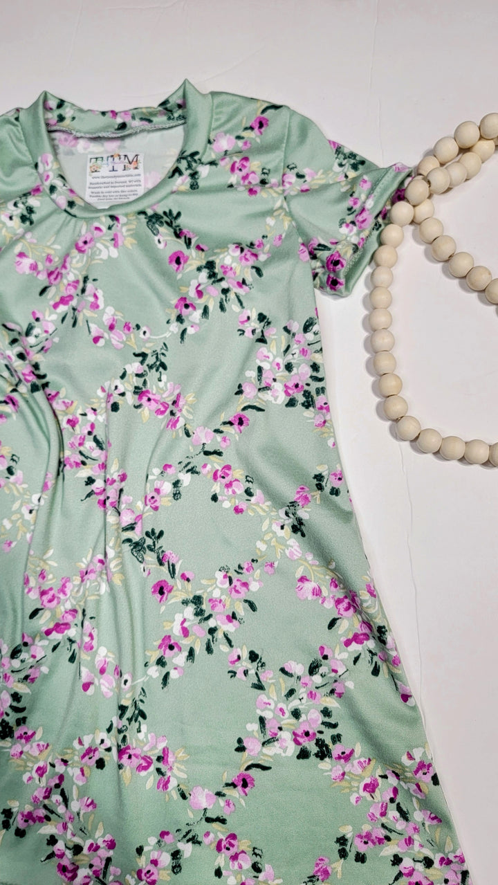 Tea Green Floral Tori Tshirt Dress