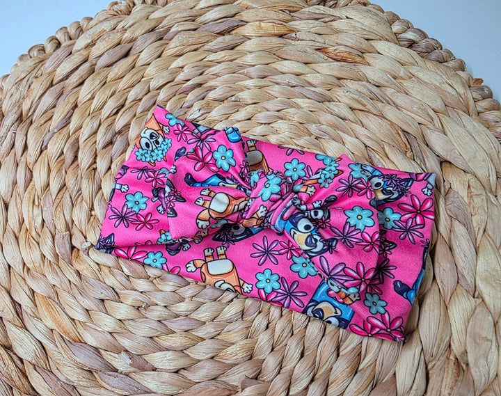 Blue Dog Summer Big Bow Headwrap