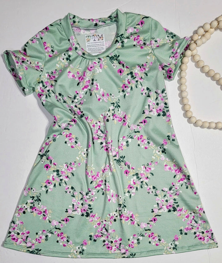 Tea Green Floral Tori Tshirt Dress