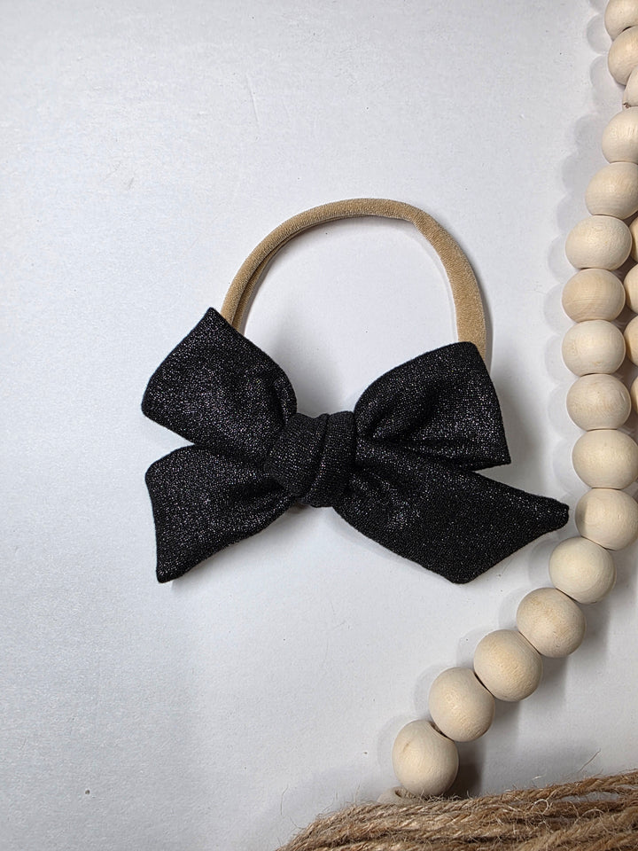 Black Glitter Dainty Bow (on Nylon)