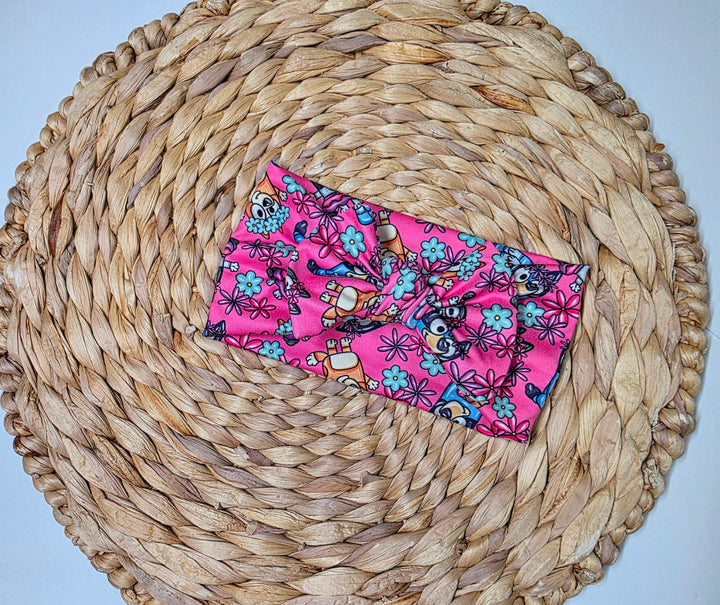 Blue Dog Summer Big Bow Headwrap