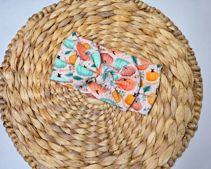 Pink Pumpkin Big Bow Headwrap