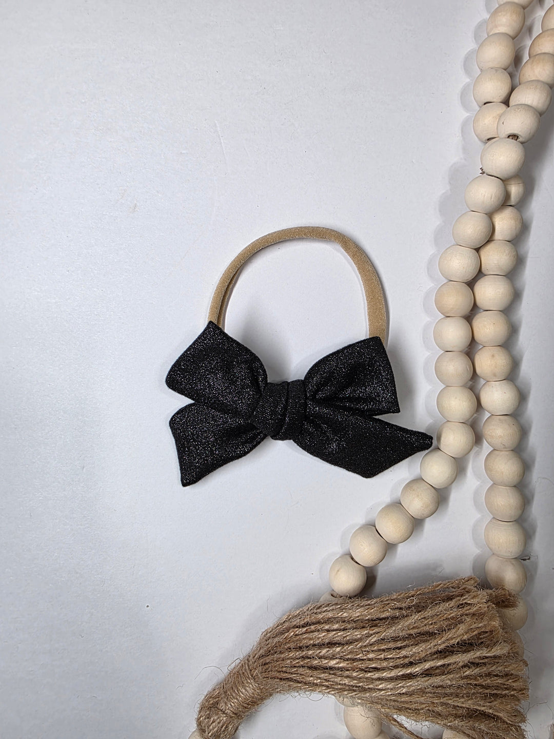 Black Glitter Dainty Bow (on Nylon)