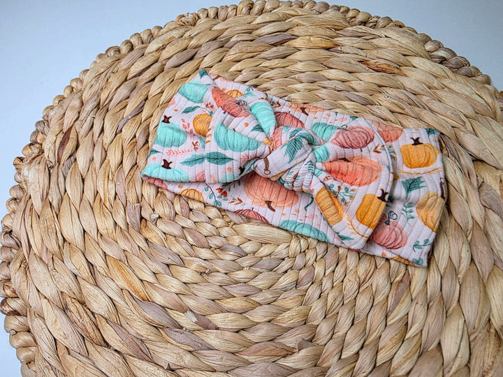 Pink Pumpkin Big Bow Headwrap
