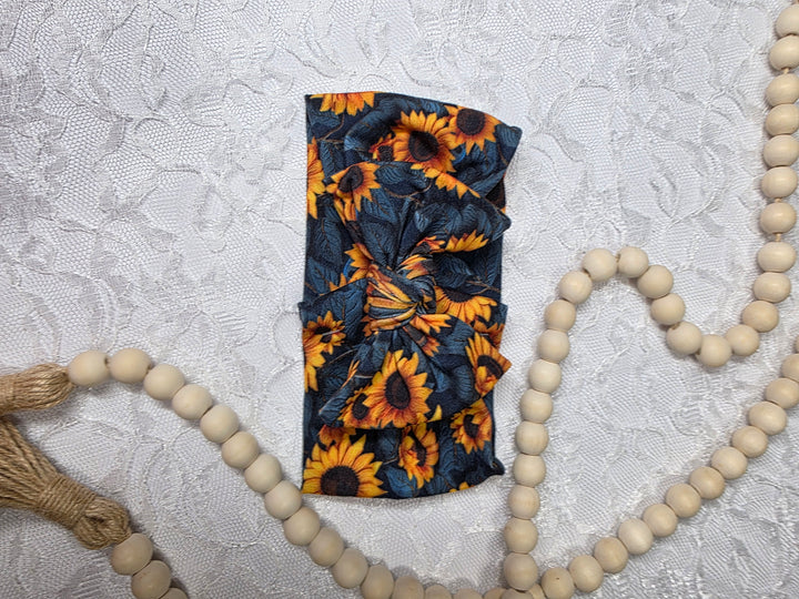 3D Sunflower Big Bow Headwrap