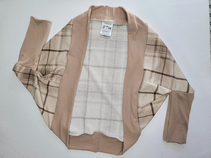 Taupe Plaid Slouchy Cardi