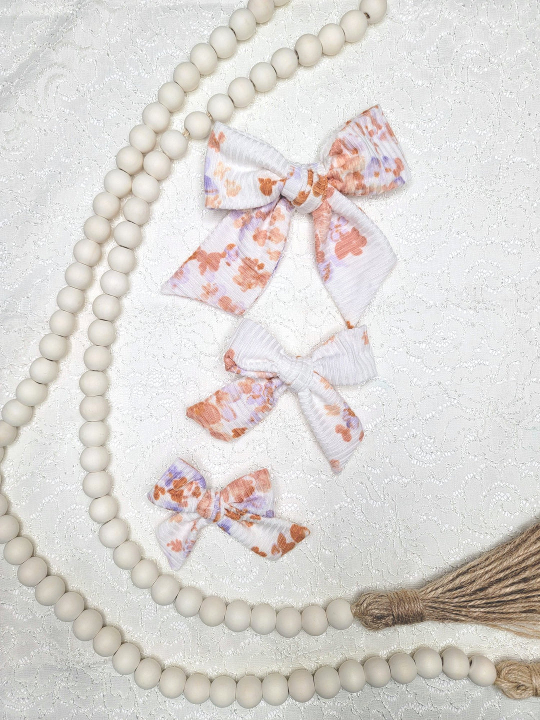 Watercolor Floral Dainty Bow (on clips)