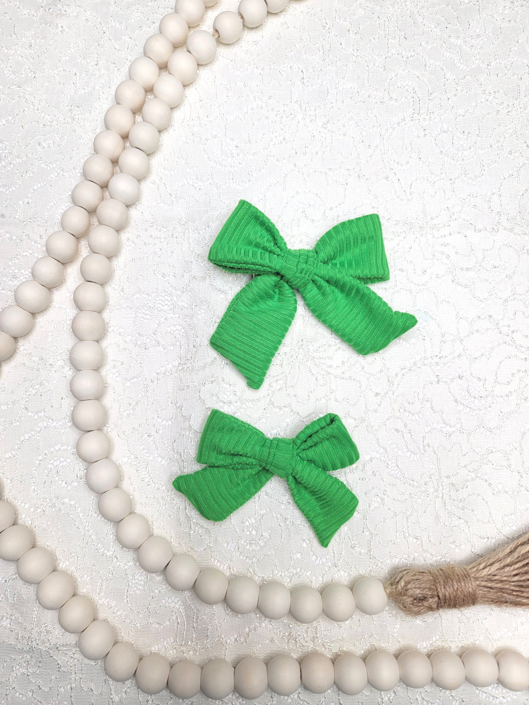 Apple Green Dainty Bow (on clips)