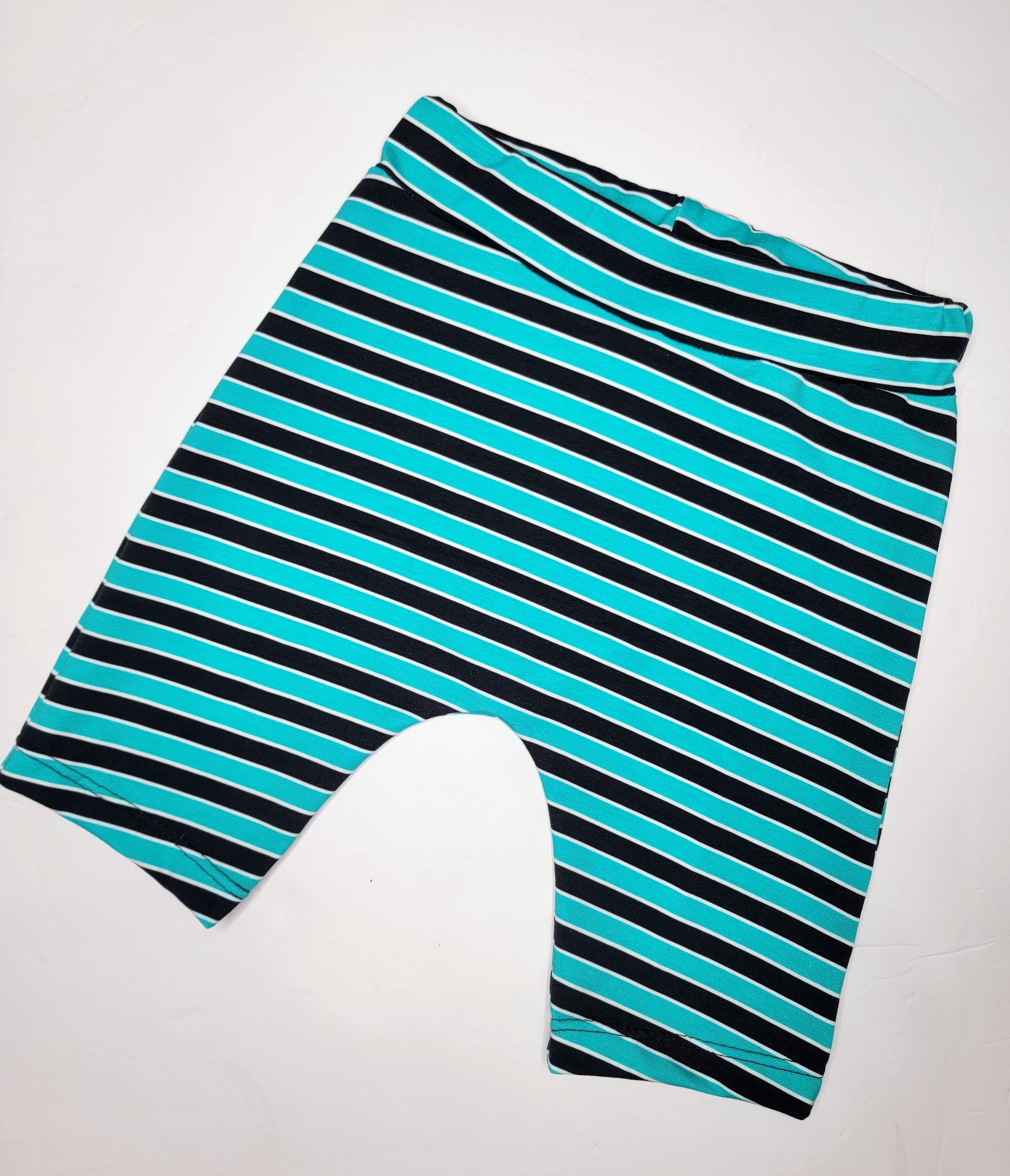 Black/Blue Striped Harem Shorts RTS